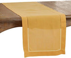 SARO LIFESTYLE Classic Hemstitch Table Runner - Elegant Everyday Table Runner with Textured Fabric and Hemstitched Border for Dining Tables and Formal Entertaining, 16"x72", Mustard by SaroLifestyle