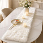 White Faux Fur Table Runner Fluffy Soft Luxury Table Decor for Christmas Thanksgiving Wedding Birthday Party Banquet Wedding Dining Table 11.8x70.8inch - Image 6