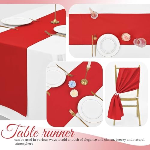 12 Pack Red Table Runner 12 x 108 Inch Rustic Farmhouse Wedding Christmas Table Runner,Washable and Reusable Polyester Table Runners for Wedding Birthday Party Banquet Table Decor - Image 6