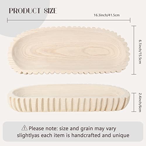 Oakrain Decorative Dough Bowl for Home Decor, 16" Hand-carved Wood Bowl - Image 2