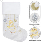 GEX Christmas Stockings 6 Pack for Family 20" Large Embroidered Luxury White Velvet with Gold Sequins Hanging Ornament Decorations for Fireplace Xmas Season (Set of 6) - Image 4
