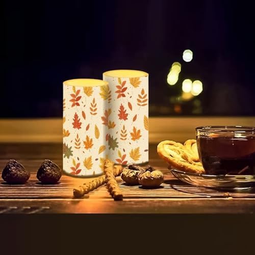 Maple Leaf Candles Battery Operated Flameless Candles with Remote Fall Decorations LED Fake Candles for Home Bedroom Harvest Holiday Thanksgiving Table Decor 3 inch Set of 2 - Image 7