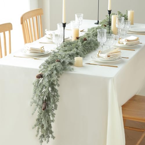 MIZII Christmas Garlands 6 Feet Artificial Pine Garland with Pinecone Real Touch Pines Vine Greenery Garland Christmas Decorations for Xmas Fireplace Mantle Home Decor Indoor Outdoor (White Pine) - Image 5