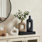 DREAMLOOM Ceramic Vase Set of 3, Black, Rust - Image 4
