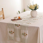 Hand Block Printed Cotton Table Runner, Boho Floral Home Accent, Machine Washable Cotton Runner for Family Dining Tables and Kitchen Islands, 16x72 Inches - Green & Orange - Image 2