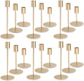 Gold Candlestick Holders - Bulk Decorative Metal Candelabra for Taper Candles - Fit 0.8 Inch Diameter - Gold Taper Candle Stands for Wedding Home Party Table Decor (Set of 18) by KDJFIIH