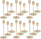 Gold Candlestick Holders - Bulk Decorative Metal Candelabra for Taper Candles - Fit 0.8 Inch Diameter - Gold Taper Candle Stands for Wedding Home Party Table Decor (Set of 18) by KDJFIIH