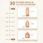 Valentine's Day Glass Bud Vases,Versatile Small Bud vases for Home and Wedding Decor, Exquisite Bridal Shower Table Centerpieces,Aromatherapy Bottles,Candle Holder, Gifts Idea(Pack of 30,Amber) - Image 6