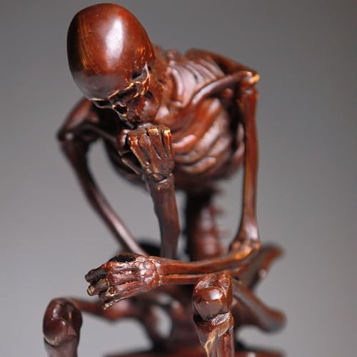 Bronze Skeleton Thinker Sculpture, Halloween Skull Art Decoration, Abstract Home Decor Statue Skeleton Thinker Bronze Statues Sculptures Home Decor Skeleton Decor Grim Reaper - Image 4