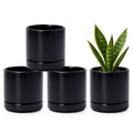 D'vine Dev 4-Pack Ceramic Pots with Saucers, Black, 4.7 in, 94-X-B-2 by DvineDevPlanterPotsandStand