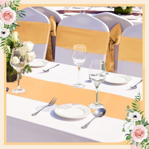 Bencailor 24 Pcs Champagne Satin Table Runners Bulk, 12 x 108 Inch - Image 4