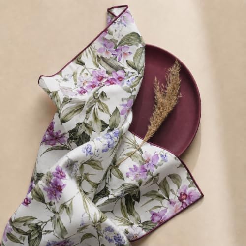 100% Cotton Printed Cloth Napkins Set of 6, 18x18 Inch Reusable Dinner Napkins, Soft Washable Floral Table Napkins for Dining, Parties & Hosting - Orchid Garden - Image 7