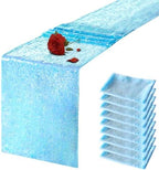 10 Packs 12 x 72 inches Mermaid Blue Sequin Table Runner by VHH