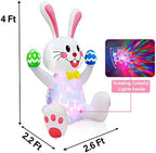 TURNMEON 4FT Easter Inflatable Bunny with Rotating Colorful LED Lights - Waterproof Outdoor Decorations Blow Up Yard Decor for Garden, Lawn, Includes Ground Stakes & Sandbags - Image 5