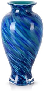 Dark Blue Hand Blown Glass Vase 11.8" Tall Beautiful Designer Flower Vase by LCCCK