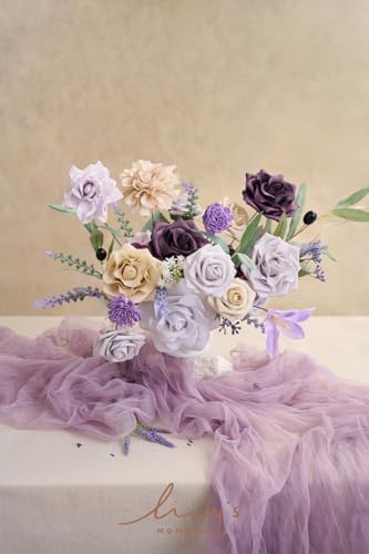 Ling's moment Fake Flowers Box, Lavender & Plum Grand Combo - Image 2