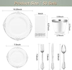 Bestluck 350PCS Silver Disposable Dinnerware for 50 Guests - Image 2