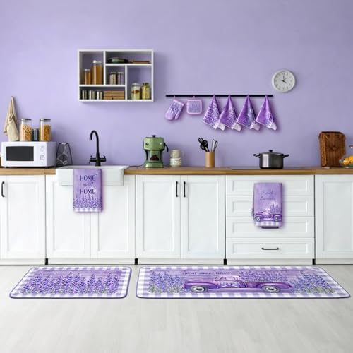 VitalCozy 10 Pcs Purple Lavender Kitchen Decor Set Kitchen Towels - Image 2