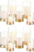 Hewory Hurricane Candle Holder for Pillar Candles: 12Pcs Gold Candle Holder by Hewory