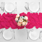 8 Pack Hot Pink 10 Ft Cheesecloth Table Runner 35x120 Inch Boho Wrinkled Sheer Romantic Gauze Decor for Wedding, Bridal Shower, Birthday Party - Image 3