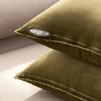 MIULEE Decorative Olive Green Velvet Euro Sham Throw Pillow Covers 26x26 in - Image 6