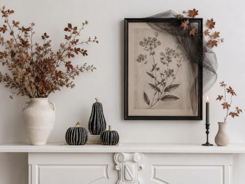 Pumpkin Fall Decor Indoor, 3Pcs Resin Black & Gold Pumpkin for Decorating - Image 4