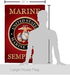 Marine Corps House Flag - Pack Armed Forces USMC Semper Fi United State American Military Veteran Retire Official USA Embroidery - Banner Small Garden Yard Gift Double-Sided Made In 28 X 40 - Image 2