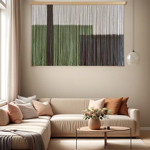 Sdjazl Woven Boho Macrame Wall Hanging Home Decor Tapestry Dip-Dyed Large Modern Fiber Colorful Mountain Landspace For Living room (black) - Image 7