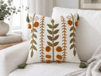 Boho Pom Pom Hand Embroidered 20x20 Pillow Cover, Ivory - Image 2