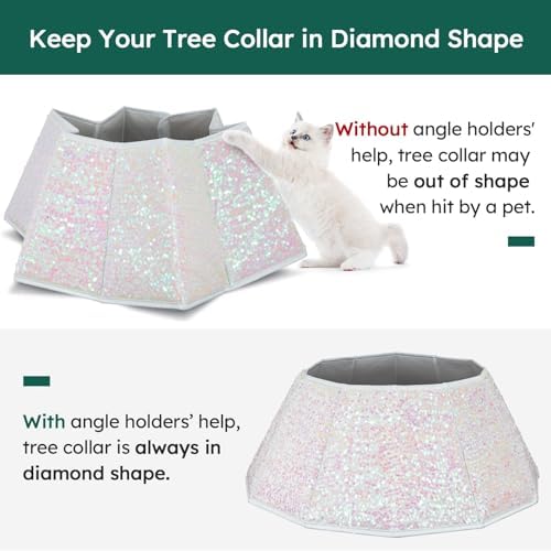HarcoHome Glitter Christmas Tree Collar for 8ft Trees, 26.8" D Sparking Sequins Tree Skirt, Foldable Shiny Tree Ring, Handmade Tree Stand Base Cover for Xmas Tree Decoration (Pink Glitter) - Image 5