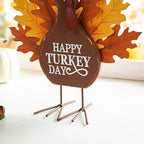 Glitzhome 12”H Thanksgiving Turkey Figurine Decor, Wooden Metal Turkey Table Decoration Decorative Happy Turkey Day Decorations, Fall Harvest Thanksgiving Indoor Home Decor - Image 5