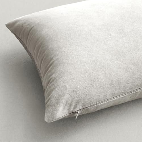 MIULEE Velvet Throw Pillow Covers 22x22 Inch Pack of 2 Greyish White - Image 6