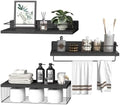 PopiShelves 22.5 inches Bathroom Shelves Over Toilet for Wall, Floating Shelves with Storage Basket Paper Holer for Kitchen Living Room, Bedroom & Classroom, Set of 3 (Black) by Unknown