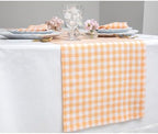 Solino Home 100% Pure Linen Table Runner Orange, Gingham Check 14 x 108 in - Image 2