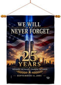 25 Year 9/11 We Will Never Forget Flag Wood Dowel Kit Wall Decor Home Tapestry Poster Patriot Day Decor Memorial Gifts Memorabilia Home Decorations September 11 Garden Remembrance Tribute by Unknown