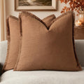 Foindtower Decorative Linen Fringe Throw Pillow Covers 26×26 Orange Brown by Foindtower