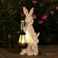 Solar Garden Statues Bunny Decor with LED Lights Home Decorations Outdoor Garden Rabbit Statue for Patio, Balcony, Yard, Lawn Ornament - Unique Housewarming Birthday Gifts for Women by REYISO