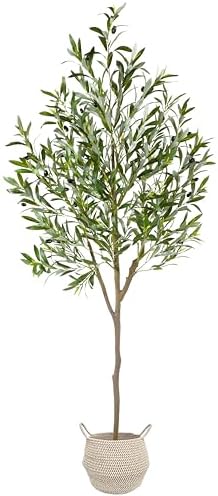 Warmplants Artificial Olive Tree 6ft Fake Plant with Woven Basket - Image 2