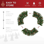 Best Choice Products 60in Pre-Lit Christmas Wreath w/Berries & Pinecones, Large Artificial Indoor/Outdoor Decor for Door, Mantel, Plug-in - Image 5