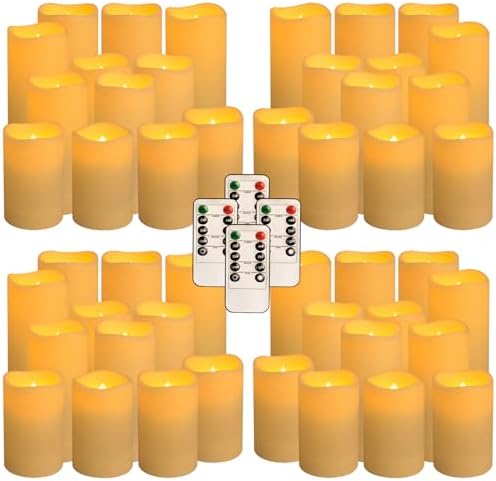 LED Candles 48Pack,Flickering Flameless Design,Operated by Remote with Timer FunctionGreat for Aniversary,Halloween and Christmas by Grcdoyvl