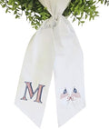 Monogram Wreath Sash, Summer Wreath Sash, 4th of July Wreath Sash, Memorial Day Front Door Decor, Custom Monogram Door Decor (Flag) by Handmade