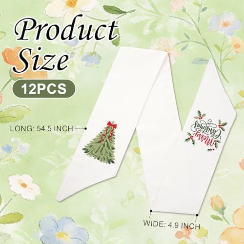 12 Pcs Seasonal Wreath Sash for Front Door Embroidery Ribbon Sash Christmas Fall Gift Holiday for Yard Porch Doorway Decor Indoor Outdoor - Image 3