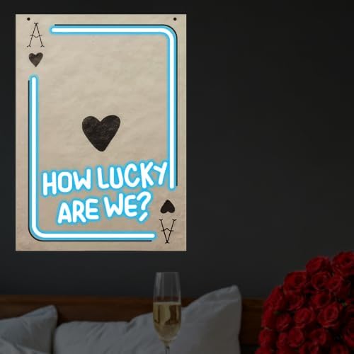 Ace of Heart Neon Sign, How Lucky Are We LED Light, Gift for Lover by DMDMBSR