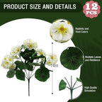 Hananona 12 Pcs Artificial Geranium Flowers for Outdoors Geranium Silk Flowers Outdoor UV Resistant Garden Plants Faux Flowers for Home Kitchen Table Centerpieces Decor (12, Snow White) - Image 2