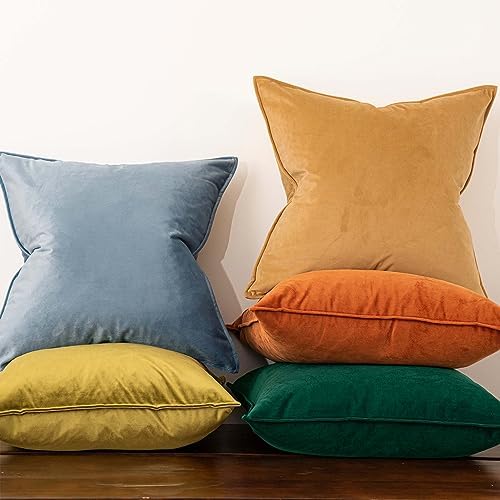 JUSPURBET 28x28 Velvet Decorative Throw Pillow Covers Set of 2,Light Blue - Image 2