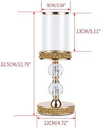 Pillar Candle Holder, 13 Inch Crystal Candlesticks for 3''X5'' Candles, Dining Coffee Table Decor, Wedding, Events, Parties - Glass and Gold Finish - Image 5