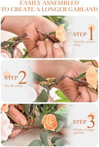 TINGE TIME Coral Pink Flower Garlands, 2 PCS Artificial Eucalyptus Arch Flowers, Handcraft Artificial Rose Garlands for Arch Wedding Sweetheart Table Ceremony Backdrop Decorations for Home - Image 4
