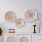 Deosur 3PCS Boho Wall Basket Decor – Handmade Bulrush Woven Tray Baskets for Wall Hanging, Rustic Farmhouse Wall Art for Living Room & Bedroom (White) - Image 5
