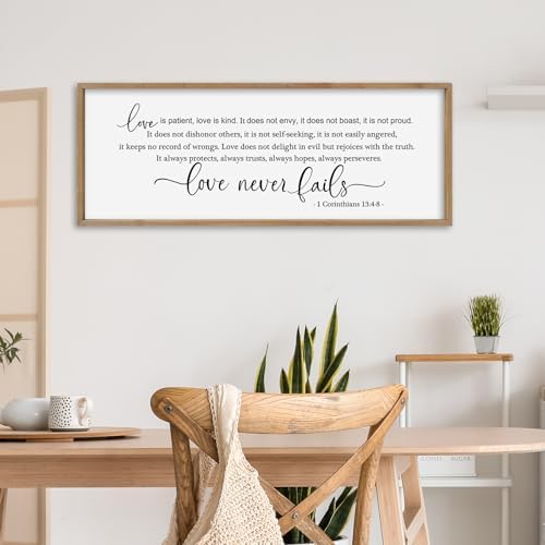 SRSZHIYUE Bible Verse Wall Art Love is Patient Kind Sign 40"×15" Wood - Image 5