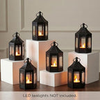 Vela Lanterns Tea Light Candle Holders, Mini Table Centerpieces, Black - Image 3